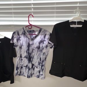 A lot of three dry fit material scrub tops like new